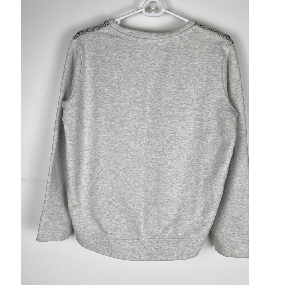 Athleta Pacific Pullover Wool Blend Sweatshirt Size Medium Gray Fuzzy Crew Neck - Picture 3 of 8